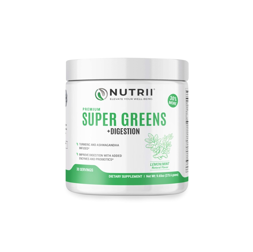 Ecológico Green Immunity Superfood Powder - Soothes Digestion, Boosts Healthy Vitality and Energy. Fórmula de acción rápida con Probióticos, Enzymes, Turmérico y Ashwagandha (30 Servimientos Lemon-Mint)