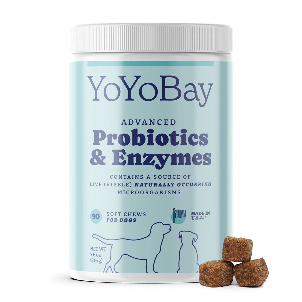 Probióticos para perros, probióticos de perros y enzimas digestivas, pre " Probióticos de más de 1 billón de UF, para la salud de Gut y la salud digestiva, balance de levadura, soporte de inmunodeficiencia, 90 cerdas blandas