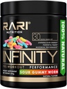 INFINITY - 100% Natural Preworkout Powder for Energy, Focus, and Performance - Hombres y Mujeres - Vegan y Keto Friendly - No Creatine - 30 Servings (Sour Gummy Worm)
