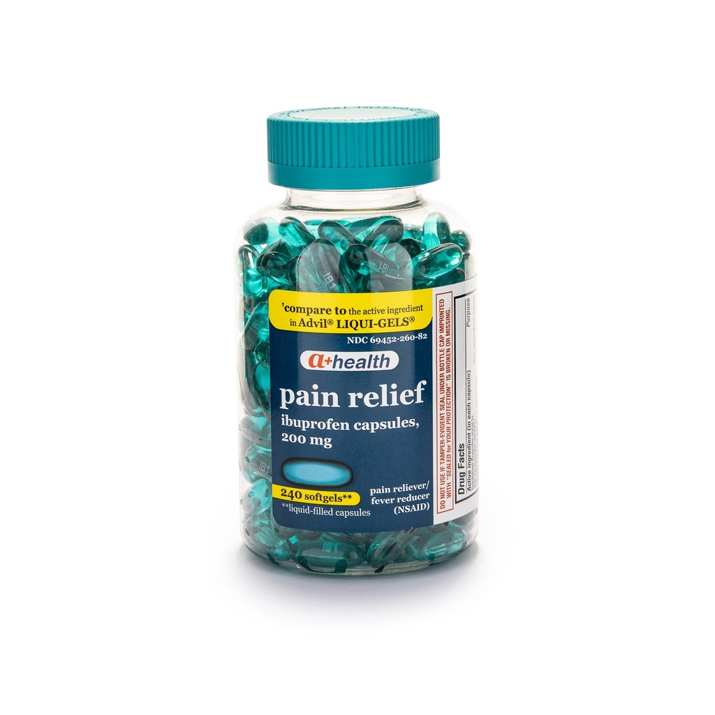 A+Health Ibuprofen 200 Mg Softgels, Doin Reliever/Fever Reducer (NSAID), 240 Conde