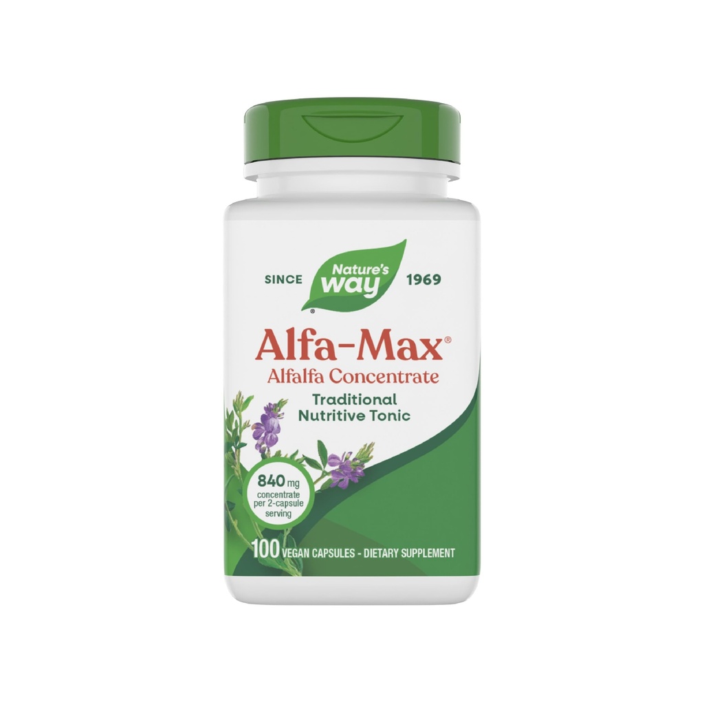 Camino de la Naturaleza Alfa-Max - Suplemento Alfalfa - Alfalfa Leaf, Stem &amp; Flower - Gluten Gratis &amp; Vegan - 100 cápsulas