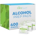 Care Touch Alcohol Wipes Agitado individualmente - Prep Pads con 70% Isopropyl Alcohol, Ideal para el hogar, Médico &amp; Primeros Kits de Ayuda Esterilizado, Antiséptico 2-Ply Swabs 400 Cuenta