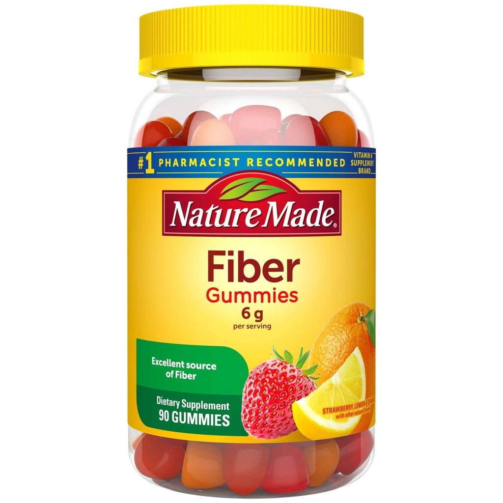 Fibra hecha de la naturaleza 6 g, Suplemento dietético para el apoyo a la salud digestiva, 90 Gummies de fibra, 30 Day Supply
