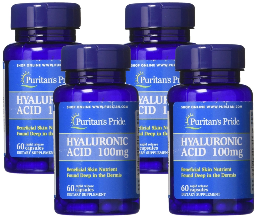 Pride de Puritan Ácido Hialurónico 100 mg cápsulas, 60 cuenta (Pack de 4)