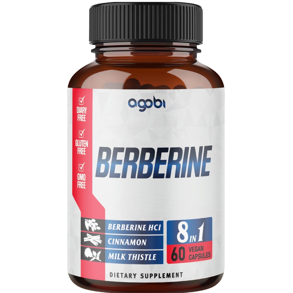 Suplemento de bereberina con Ceylán, Leche Thistle, Turmeric, Elderberry &amp; More - Apoyo Immune, Cardiovascular &amp; Gastrointestinal - 60 Cuentas para 2 meses