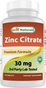 Mejores Naturales Zinc 30mg Suplementos (como Citrato de Zinc) - Vitaminas de zinc para adultos Apoyo Inmunitario - 120 Tabletas (120 Cuenta (Pack of 1))