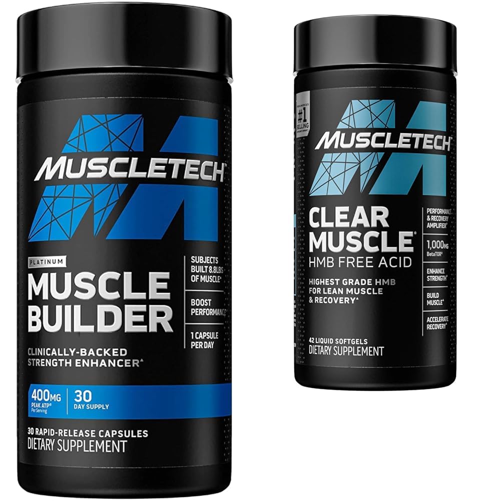MuscleTech Muscle Builder with Peak ATP and Clear Muscle with HMB, Muscle Building Supplements for Men &amp; Women, 30 + 42 Count