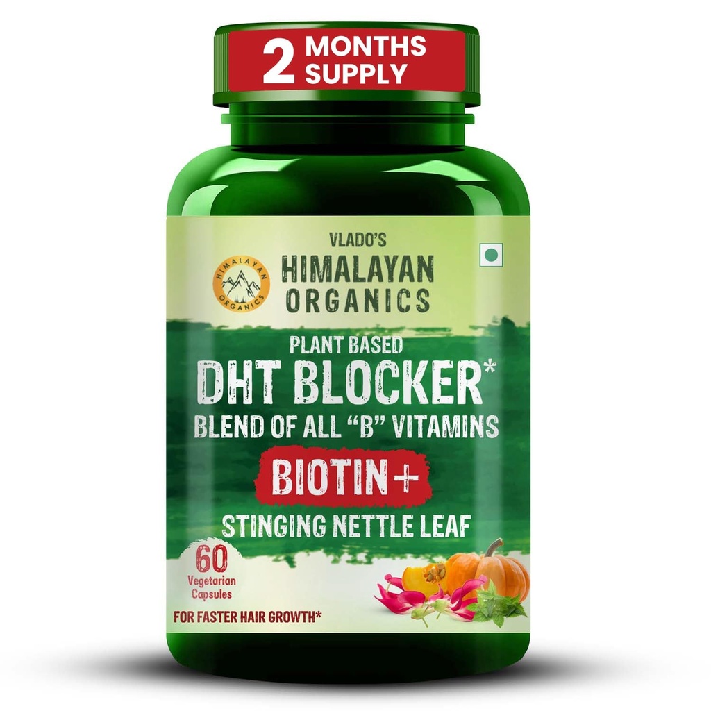 Himalayan Organics Plant-Based DHT Blocker With Goodness of Nettle Leaves ¦ Promueve el Crecimiento del Pelo Silencio Para Hombres Y Mujeres - 60 Veg Capsules