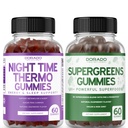 Hora de la noche Fat Burner Gummies (60 Conde) - Pérdida de peso & metabolismo sin azúcar Melatonina Suplemento y Supergreens Gummies (60 Conde) - Greens Supplements Immunity Support - Non GMO &amp; USA Made