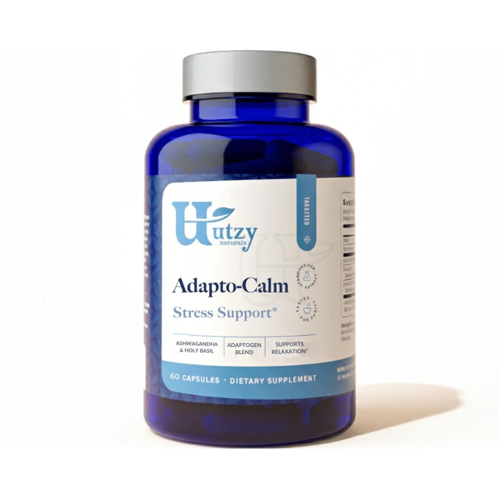 Utzy Naturals Adapto-Calm ← Stress Support Fórmula Silencioso con Ashwagandha, Tulsi Holy Basil, y Passionflower