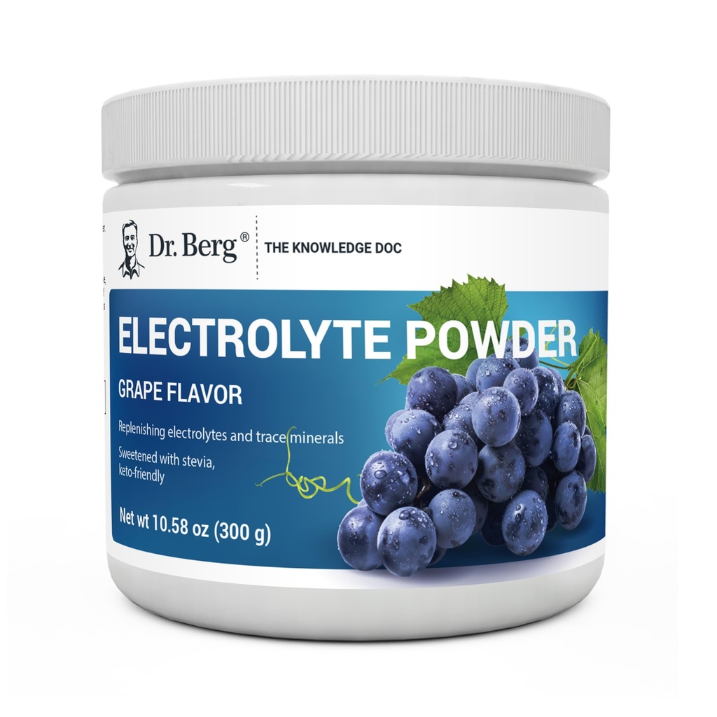 Dr. Berg Zero Sugar Hydration Keto Electrolyte Powder - Mejorado w / 1000 mg de Potasio & Real Pink Himalayan Salt (NOT Table Salt) - Grape Flavor Hydration Drink Mix Suplemento - 50 Servings