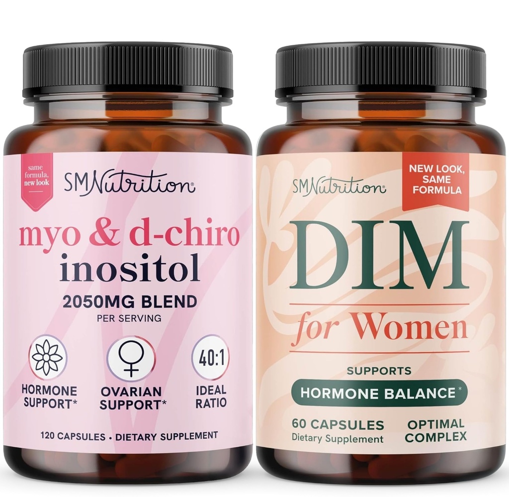 SMNutrition Women's DIM Suplemento " Myo-Inositol " D-Chiro Inositol peru Hormone Balance Bundle with 40:1 Ratio (30 Servings) and 250mg DIM Supplement for Women Complex (60 Servings)