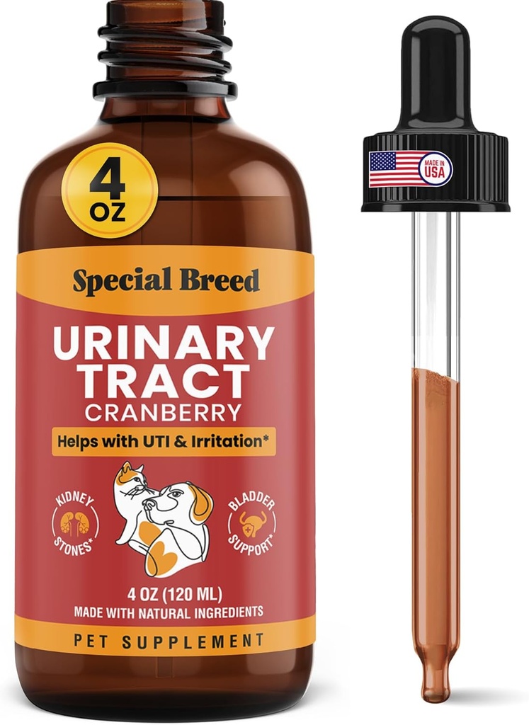 Tratamiento especial de la infección por el tracto urinario para gatos y perros - Suplemento de la UTI de arándano, Apoyo para el riñón y la vejiga, 4 oz