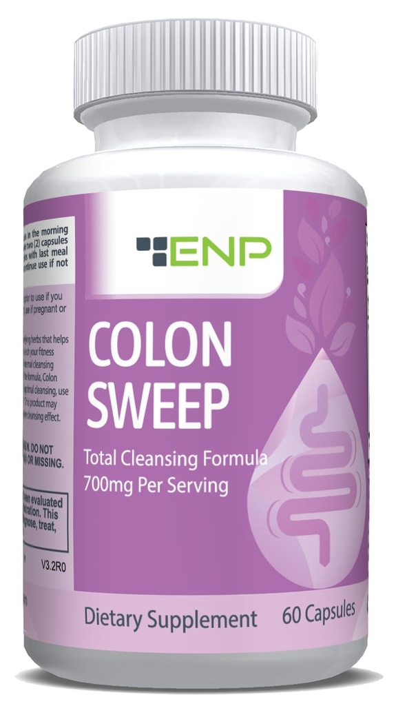 ENP Colon Sweep  15 Day Colon Cleanse with Psyllium Husk, Cascara Sagrada, and Bentonite, 60ct