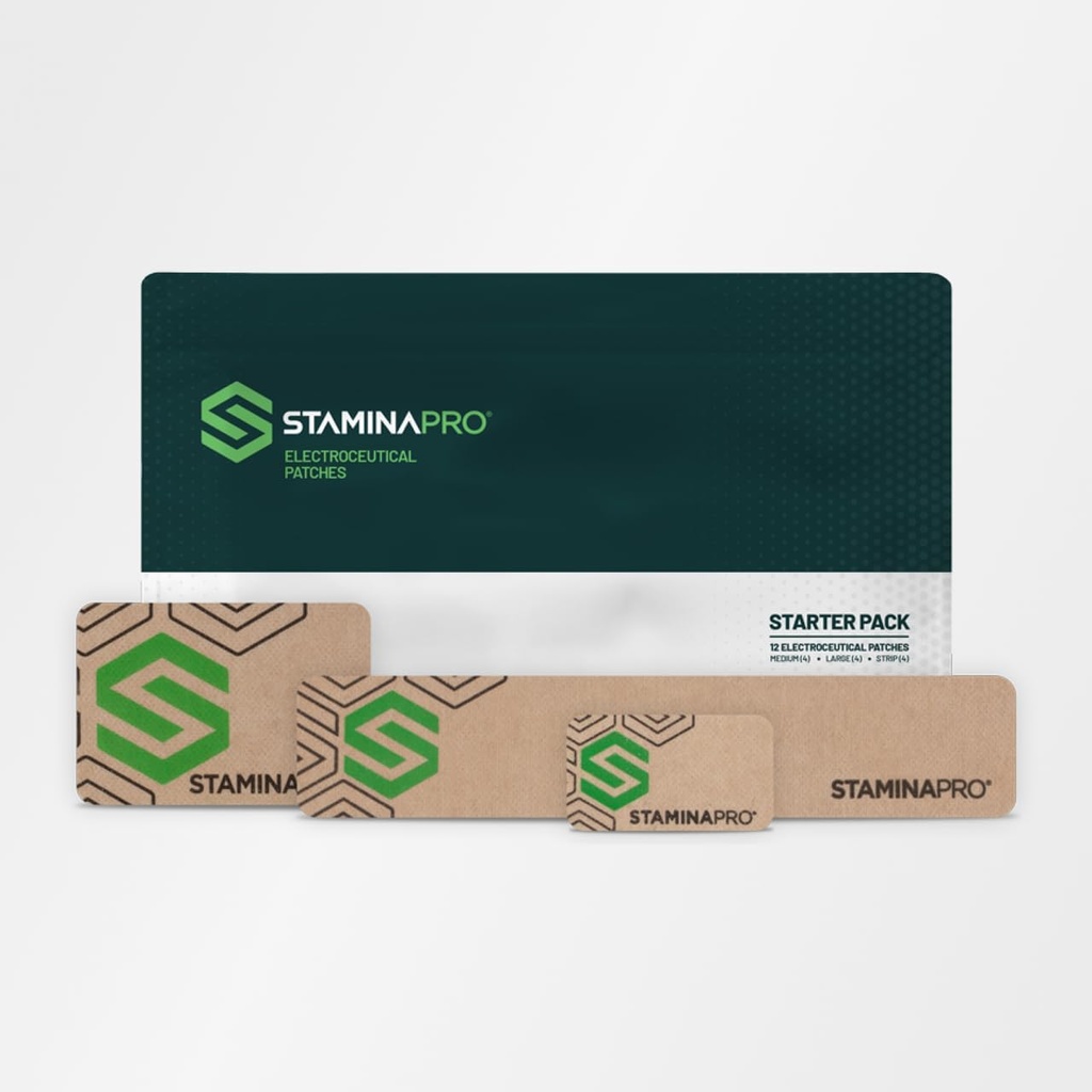 12 Patches - Patches electrocéuticos STAMINAPRO para la calma muscular, el estrado, la fatiga muscular y la opresión muscular