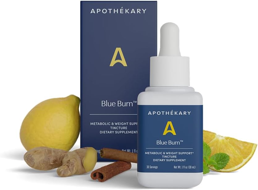 Apothékary Blue Burn Herbal Suplemento Herbal Liquid Drops, Dietary Metabolism Support Suplemento 1.22 Fl Oz, 30 Serviciones
