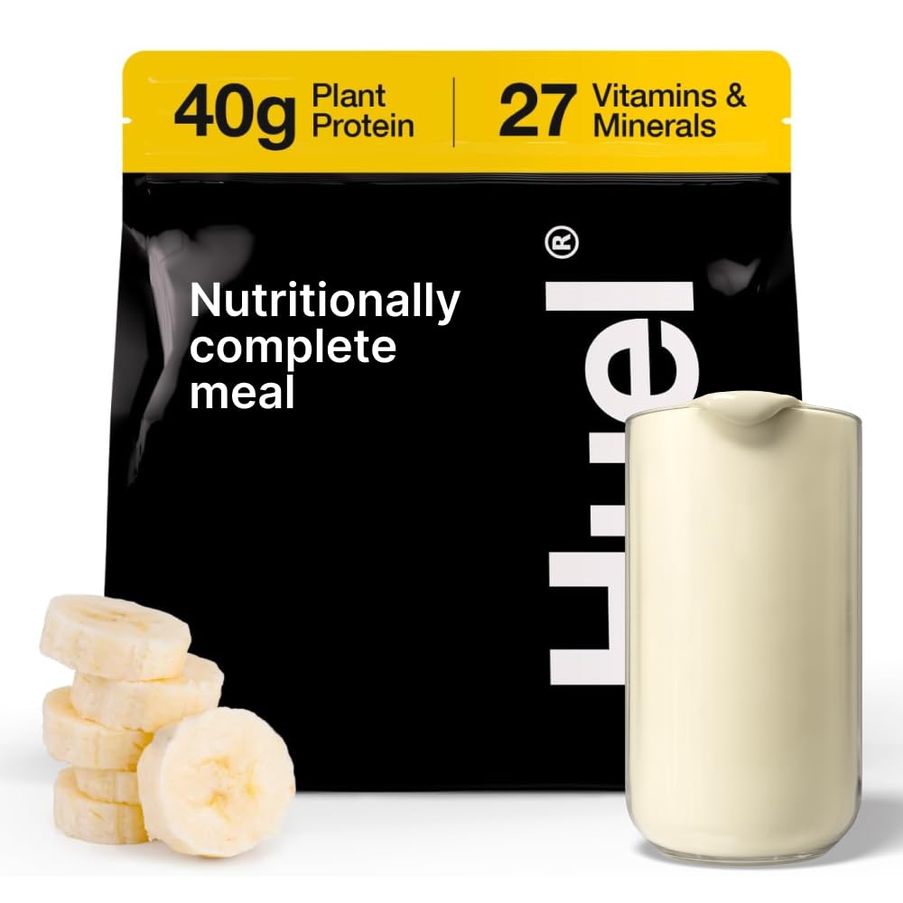 Huel Black Edition ¦ Banana 40g Vegan Protein Powder ← Nutricional Completa Comida Silencio 27 Vitaminas y Minerales, Gluten Gratis Silencio 17 Servings ← Scoop no incluido para reducir el plástico