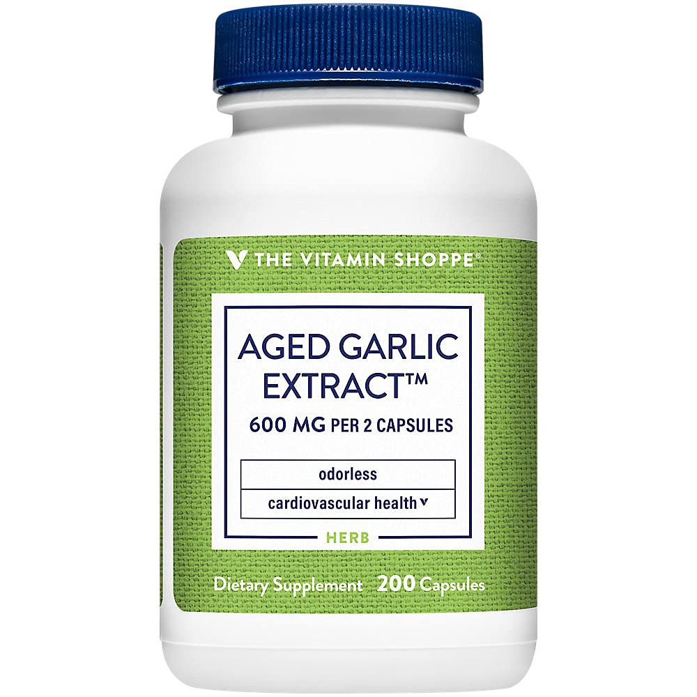 El extracto de ajo envejecido sin olor de vitamina Shoppe - Apoyo a la salud cardiovascular - 600 MG (200 cápsulas)