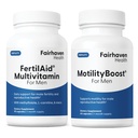 FertilAid for Men and MotilityBoost Combo, Vitaminas Prenatales y Fertilidad masculina Suplemento de Apoyo Conde y Motilidad con L-Carnitina, CoQ10, Zinc y Más, 150 Capsules, 1 Mes de Suministro
