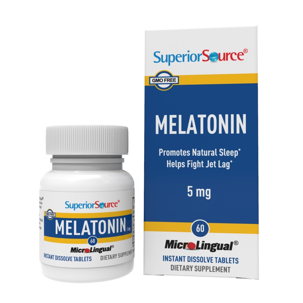 Melatonina de origen superior 5 mg - Suplemento de apoyo al sueño saludable para adultos - Melatonina Fórmula con ayudas de manzanilla Relajación " sueño reparador - 60 tabletas sublinguales de disolución