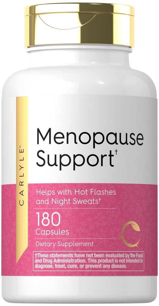 Carlyle Menopause Supplement for Women TEN 180 Capsules TEN Ayuda con Hot Flashes y Sudaderas Nocturnas Silenciosa No GMO, Gluten Free Menopause Support