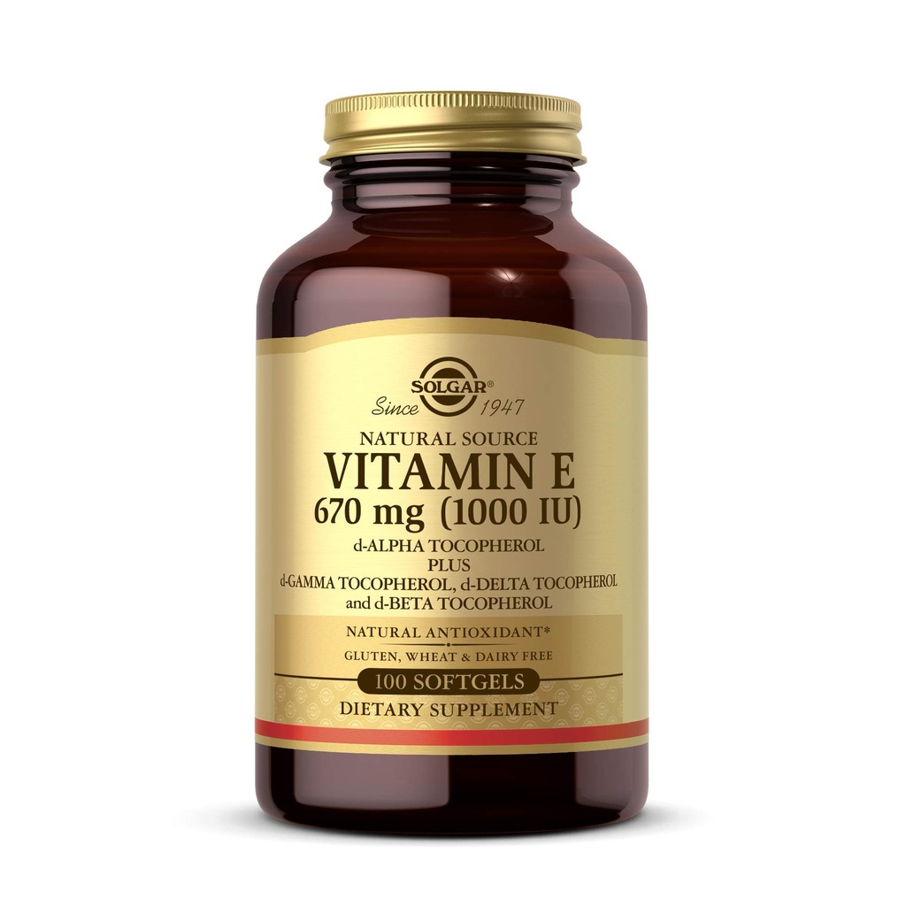 Solgar Vitamina E 670 mg (1000 UI), 100 Softgeles mixtos - Antioxidante natural, Skin &amp; Immune System Support - Vitamina E naturalmente alimentada - Gluten Free, Dairy Free - 100 Servings