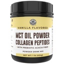 Keto MCT Oil Powder + Collagen + Prebiotic Acacia Fiber, Vanilla Flavor, 16oz. MCT Oil Powder de Cocos. Grass Fed Collagen, Perfecto para Keto, 0 Net Carb, Stevia, Erythritol, Powdered Drink