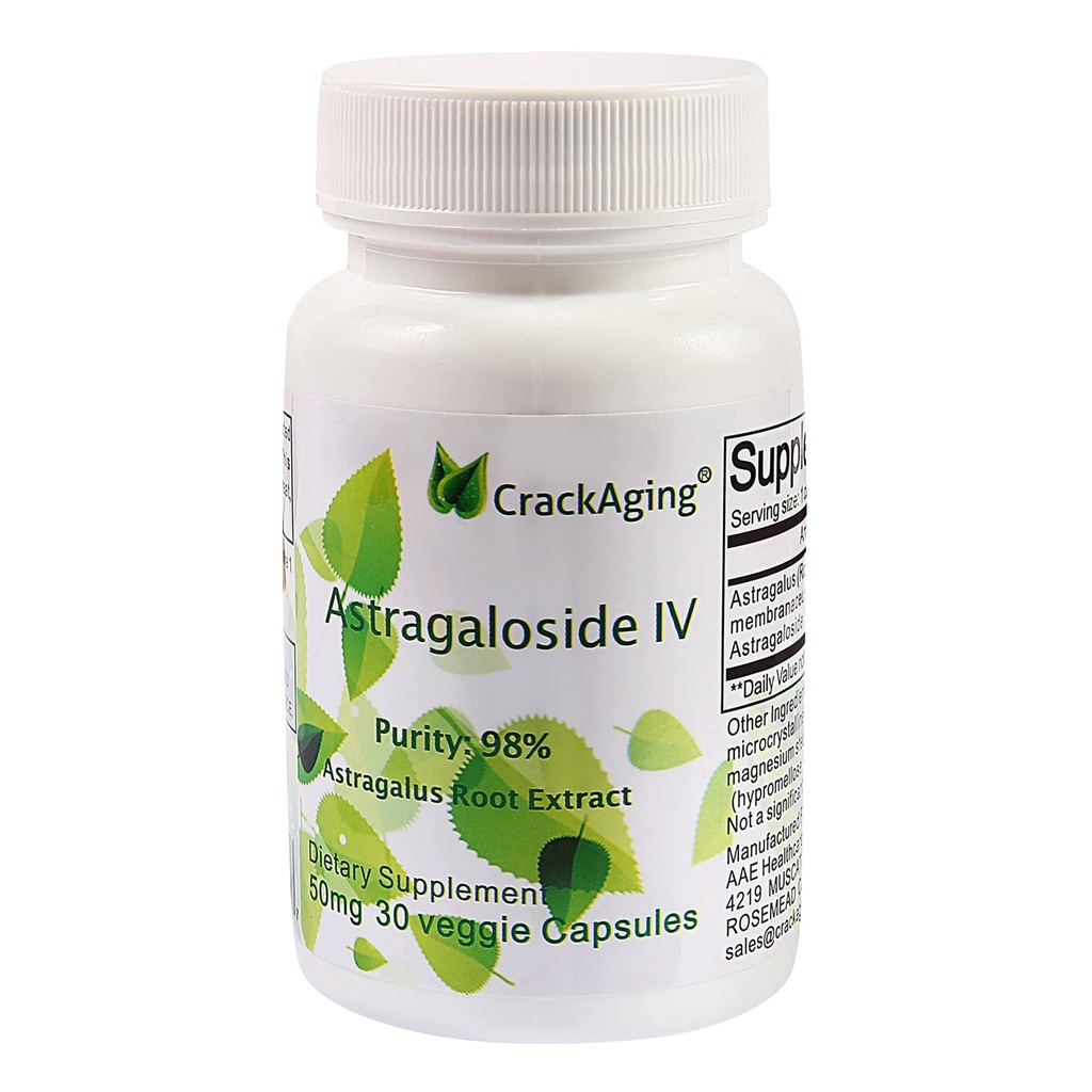 Crackaging-Super-Absorption Astragaloside IV 98% 50mg 30 Capsule Anti-Aging DNA Cell Telomere Astragalus Root Suplementos