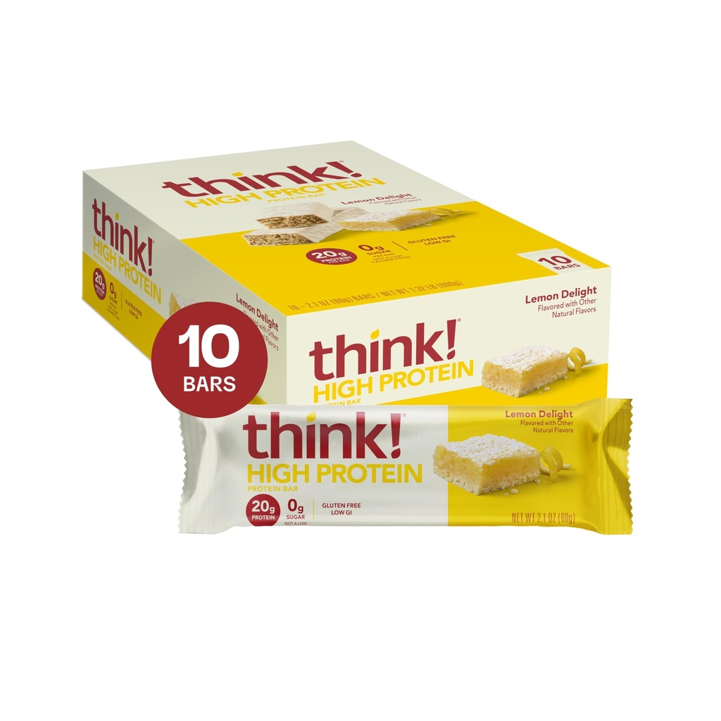 ¡Piensa! Protein Bares, High Protein Snacks, Gluten Free, Kosher Friendly, Lemon Delight, Nutrition Bars, 2.1 Oz per Bar, 10 Conde (Packaging May Vary)