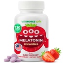 Melatonina de niños 1 mg Chewable con L theanina, manzanilla y limón Balm Extract Chewable Tablets - Natural Berry Flavor - for Help Falling and Staying Asleep - para niños - 120 Chewables