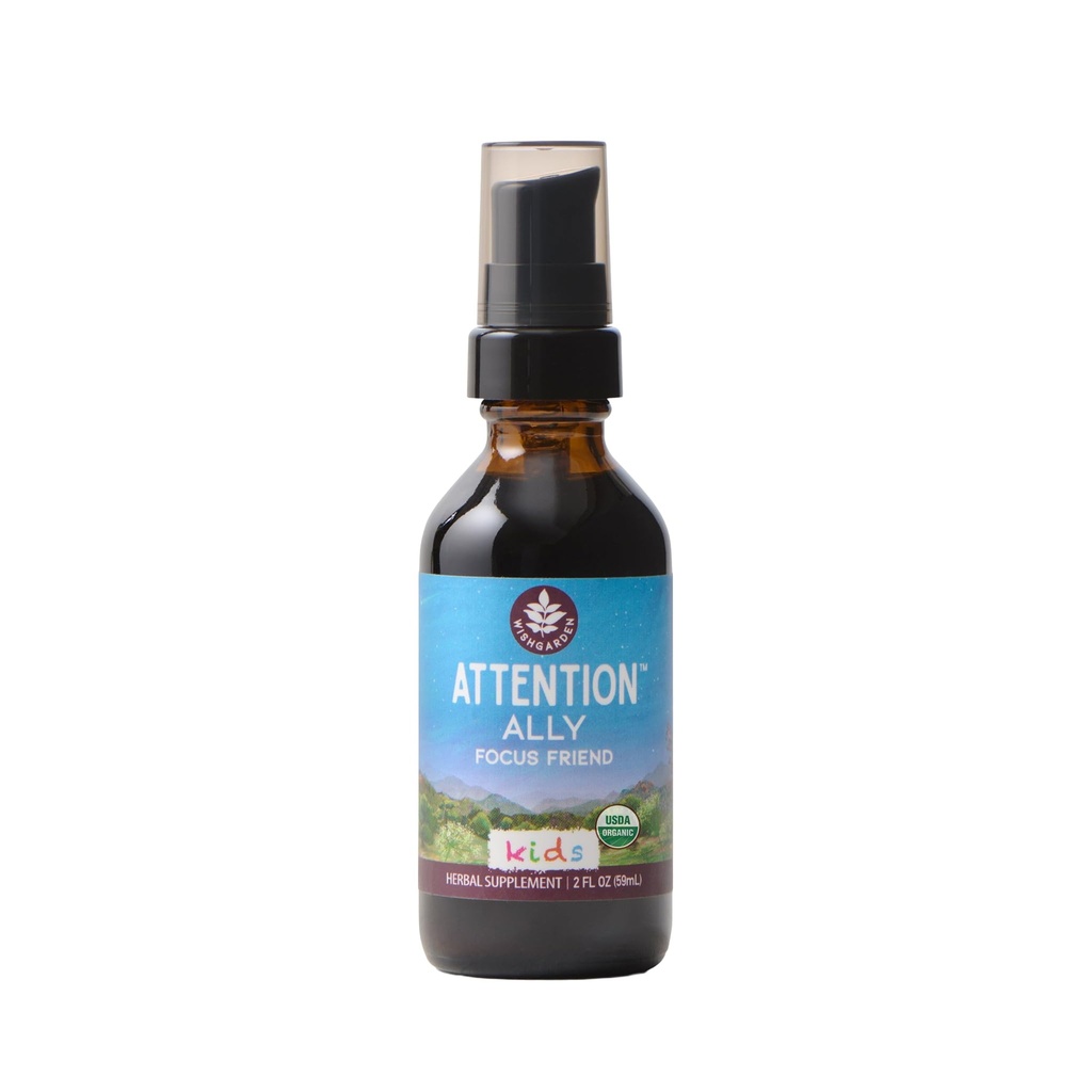 WishGarden Herbs Atención Ally - Plant-Based Herbal Focus, Atención, Calma & Concentración Suplemento con Gotu Kola Nettle & Pasionflower, soporta el mensaje neural óptimo " Brain Nourishment, 2oz