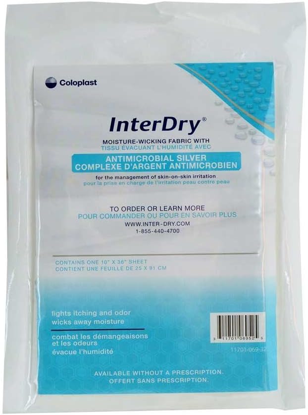 DSS Coloplast InterDry Textile with Antimicrobial Silver Complex 10" x 36" (1cada)