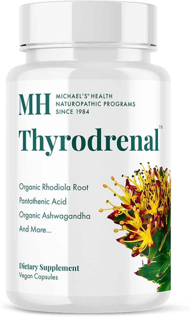 Programas de salud de MICHAEL Naturopathic Thyrodrenal - 120 cápsulas veganas - Apoya la salud tiroidea y arenal - con vitamina C - 60