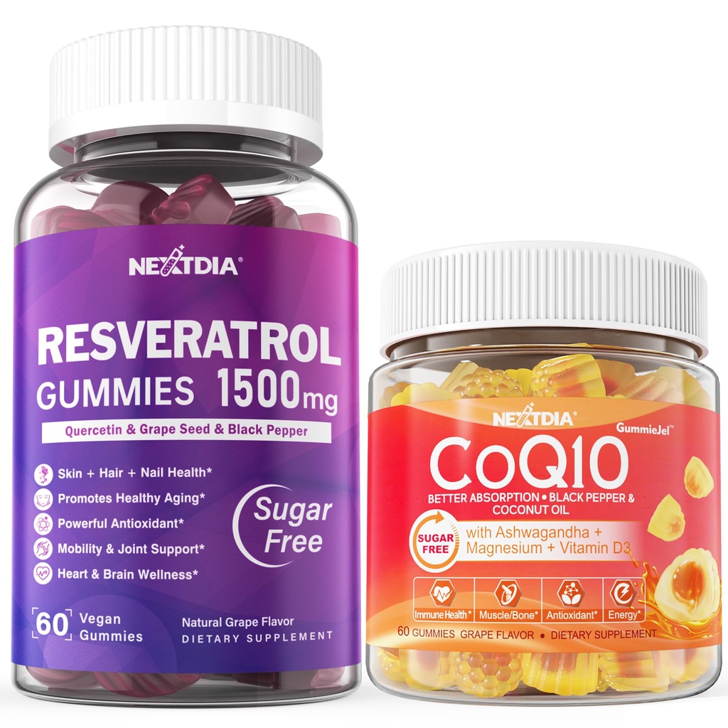 Azúcar Resveratrol Gummies 1500mg + CoQ10 200mg Gummies llenas con soporte de magnesio Envejecimiento saludable &amp; Longevidad