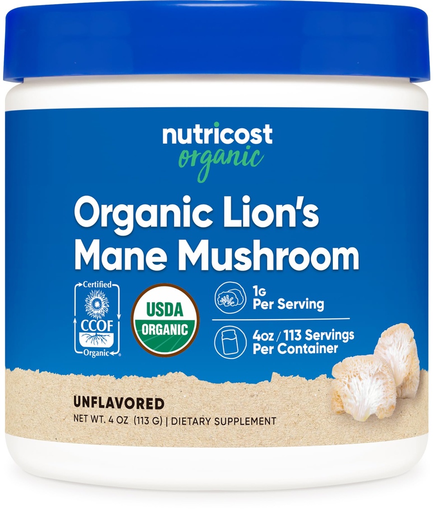 Nutricost Polvo de seno de león orgánico Mane 4oz - Certified USDA Organic