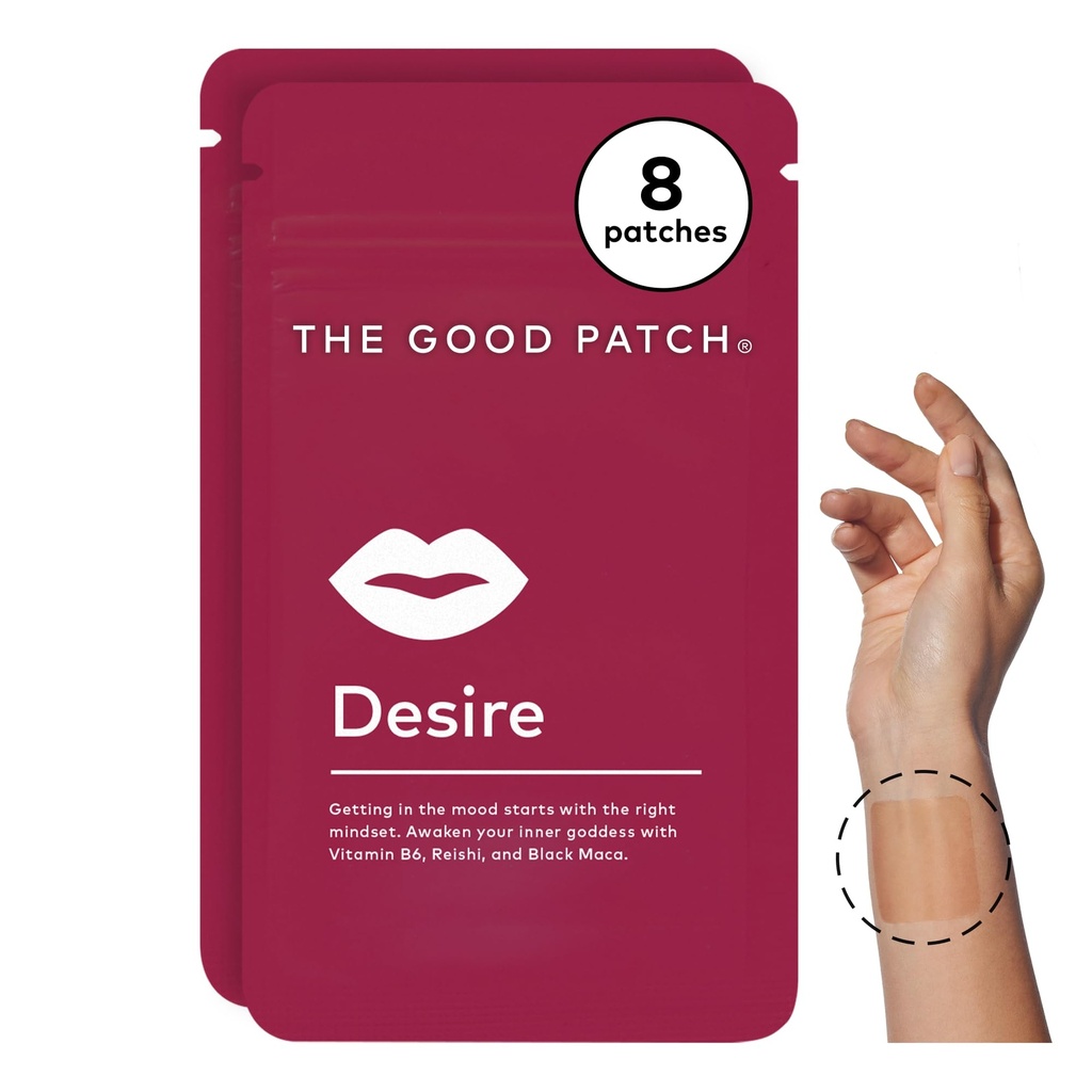 Los Patches de Bienestar Sexual del Deseo de Buena Patch, Sube al Mood, Natural con Vitamina B6, Reishi, Maca Negra, Wellness Wearable de Energía Vegetal, Botánico y Vitamina (8 Patches Total)