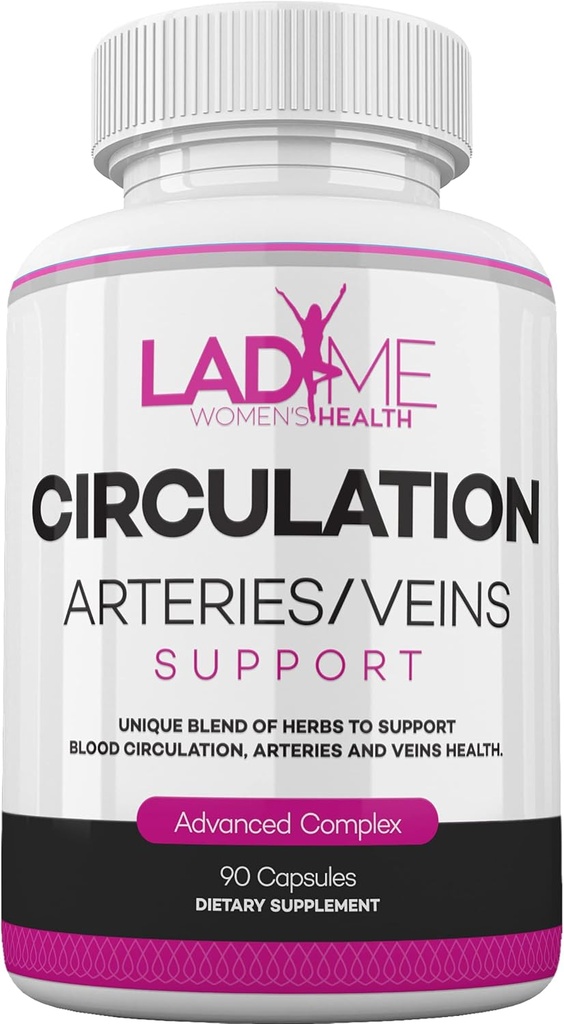 LadyMe Circulación y Soporte Veinte ayuda a reducir el malestar en las piernas y apoya funciones cardiovasculares saludables con carniceros escoba, Diosmin, Hawthorn hasta 3 meses de suministro para mujeres 90 cápsulas