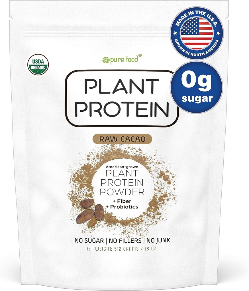 Alimentos puros: Polvo de proteínas con base vegetal con probióticos ← Orgánica, Limpia, Todo Natural, Vegano, Vegetariano, Suplemento Nutricional Total Superalimentario sin Aditivos ANTE Keto (Chocolate)