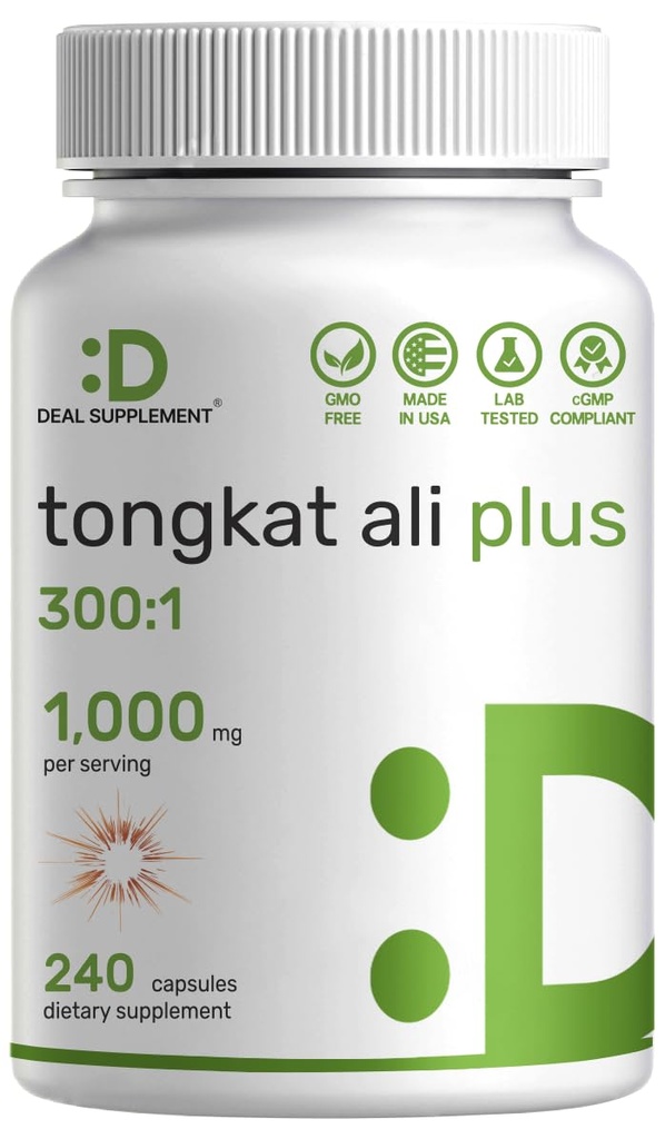 Extracto de Tongkat Ali 300:1 con hierba de cabra cachonda 1.100mg – indonesio Longjack Eurycoma Longifolia Root – Suplemento Herbal de fuerza adicional para la energía