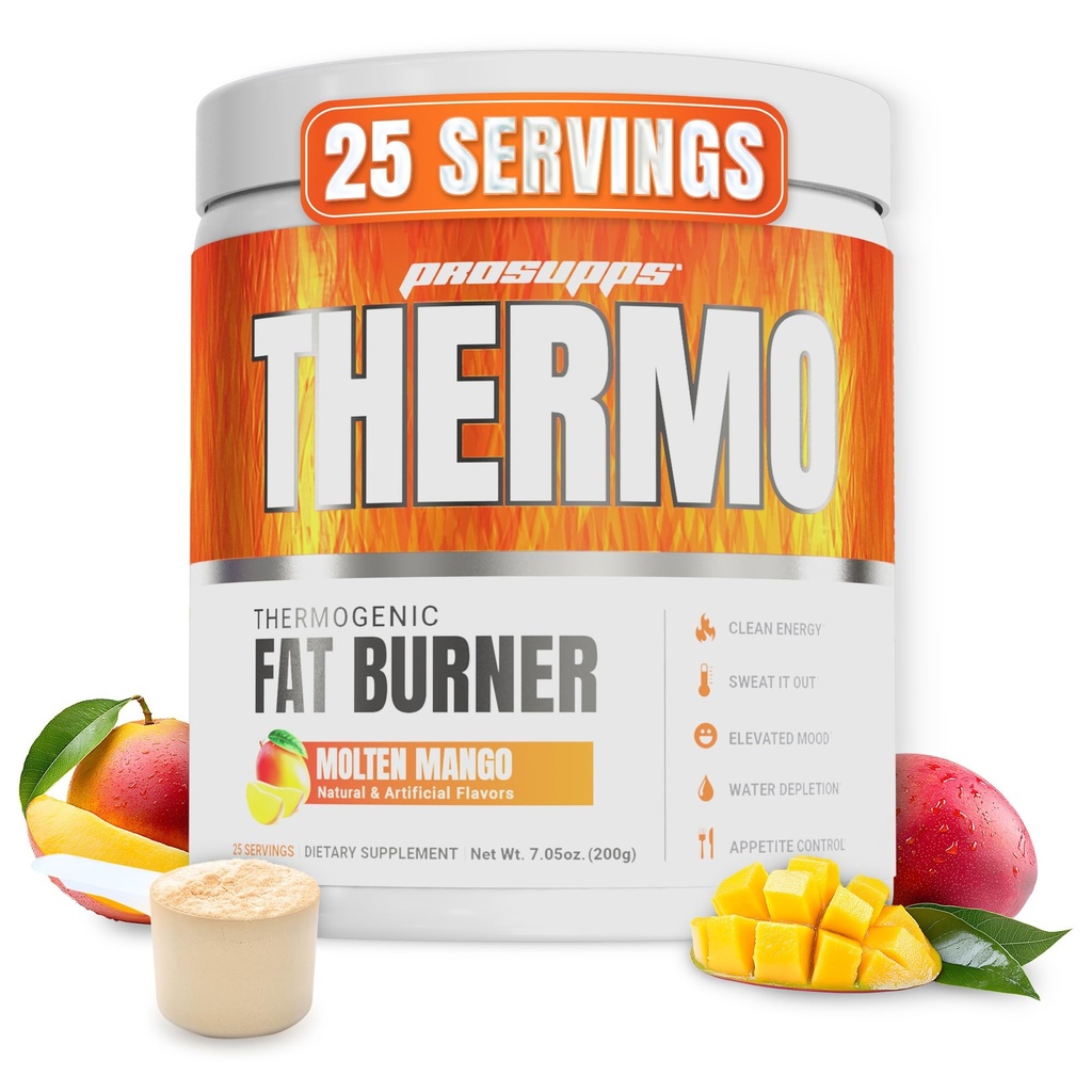 PROSUPPS Thermogenic Fat Burner Powder, Molten Mango - Pérdida de peso & Metabolism Booster Pre Workout Suplemento para Hombres - Apoyos Appetite Control " Boosts Energy - Gluten-Free - 25 Serviciones