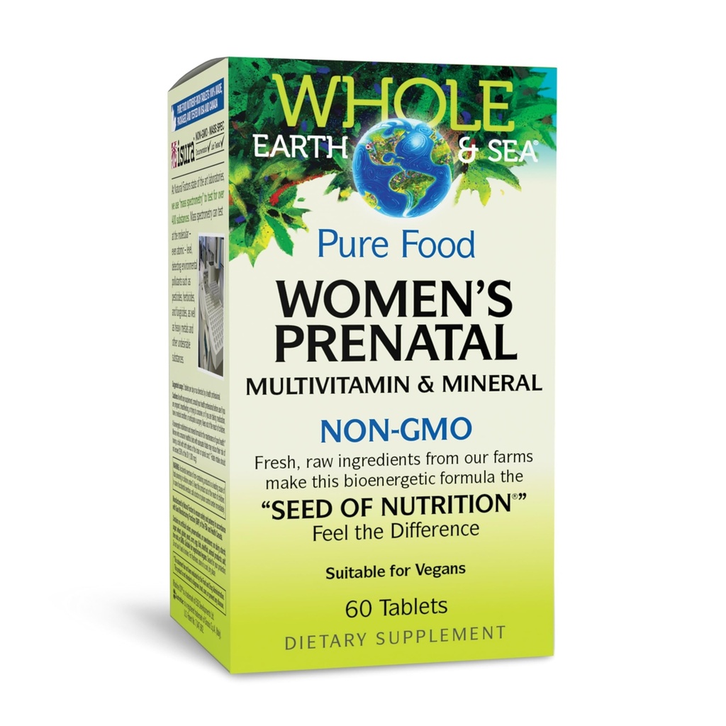Factores naturales enteros del mar, multivitamina prenatal y mineral de las mujeres, suplemento alimenticio completo, vegano, 60 tabletas