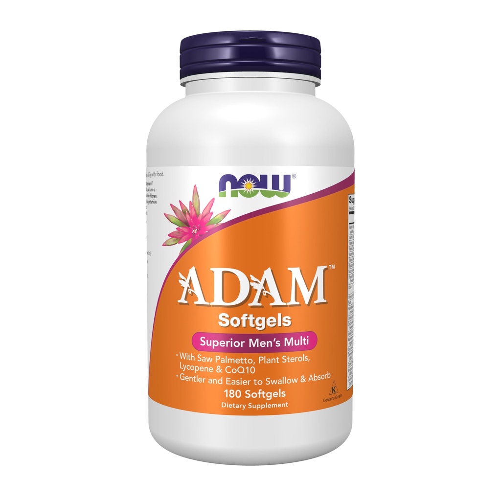 AHORA Suplementos de alimentos, Multivitamina de hombres ADAMTM con Saw Palmetto, Plant Sterols, Lycopene & CoQ10, 180 Softgels
