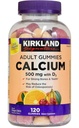 Calcio Chewable Kirkland con vitamina D3 Gummies de adultos, 120 ct x 1 Botella