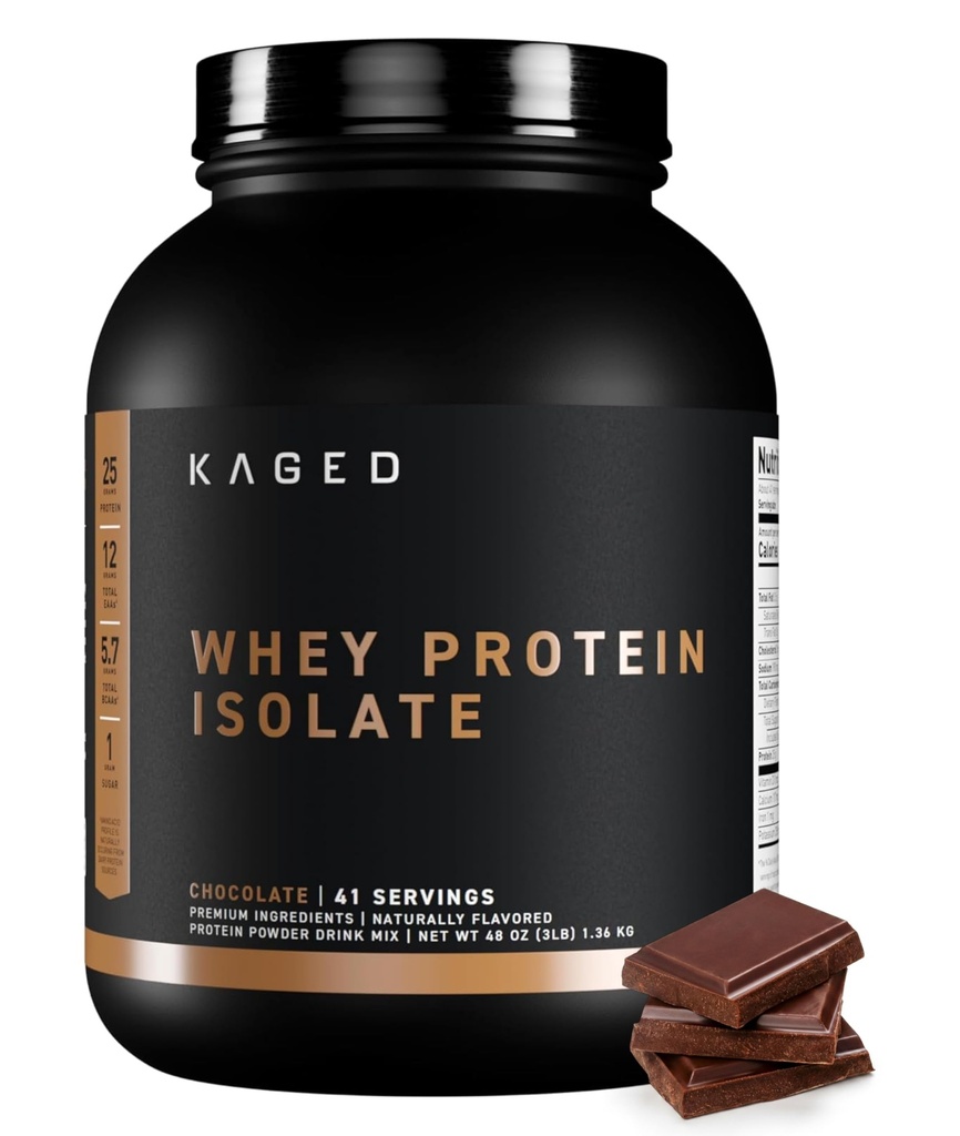 Kaged Whey Protein Isolate Powder ← Chocolate ← 100% Pure Low Lactose Whey ← Post Workout Recovery Bebida ← Apoyo Muscle Building ← Suplementos para Hombres y Mujeres 41 Servimientos