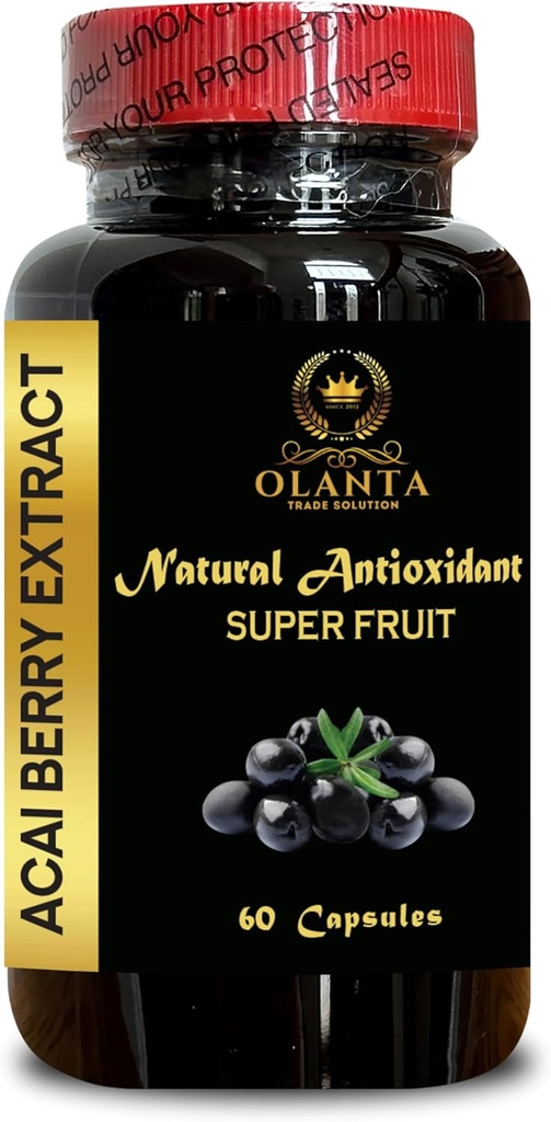 ACAI Berry Extract - Potentes antioxidantes Acai Berry, acai Berry Extract Capsules, Gluten Free, Non GMO, acai Berry Diet - 1 Botella 60 cápsulas