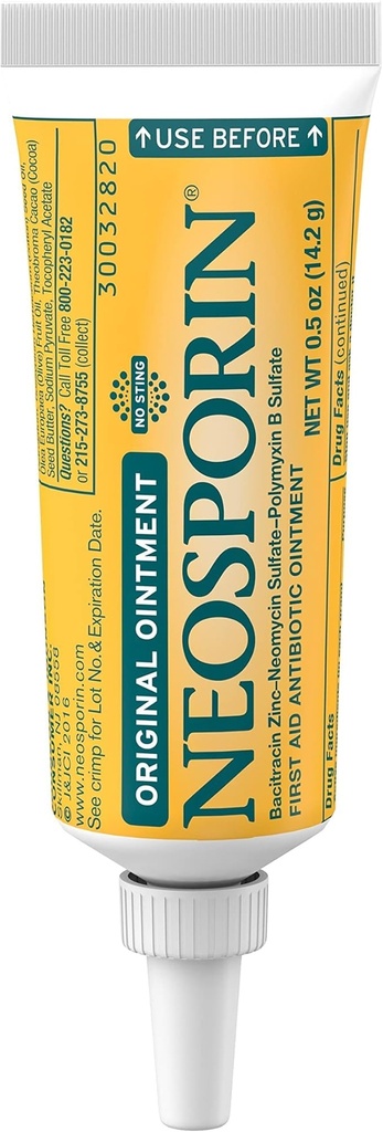 Neosporin Original Primeros Aumento Antibiótico con Zinc Bacitracina para Protección de Infección, Tratamiento de Cuidado de Heridos &amp; Minimizador de Apariencia de Escarabajos para Cortes Menores, Raspas y Quemaduras, 5 oz