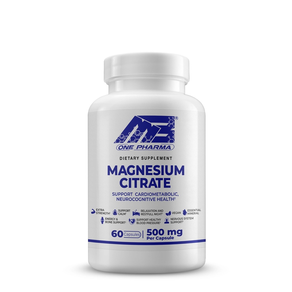MB One Magnesium Citrate 500mg - Highly Absorption Formula for Muscle, Nerve, Sleep & Bone Support - Vegan, Non-GMO - Digestive " Heart Health - 60 Caps - 60 Day Supply