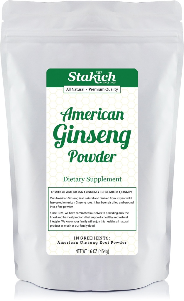 Stakich American Ginseng Root Powder - 1 libra - Puro (1 libra)