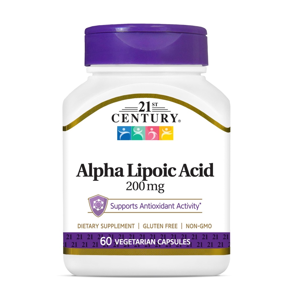 21st Century Healthcare Alpha Lipoic Acid 200 mg, 60 cuenta de cápsulas vegetarianas