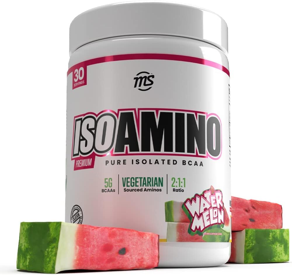 Man Sports ISO Amino - Watermelon Pure Isolated BCAA Powder 270 Grams - Fórmula Vegetariana 2:1 Ratio - Ingredientes naturales - Lean Muscle Building Fat Burning Suplemento